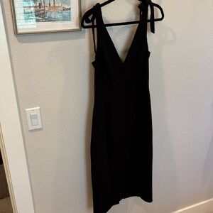 Dress the Population Black V-Neck Tie-Strap Women's Dress